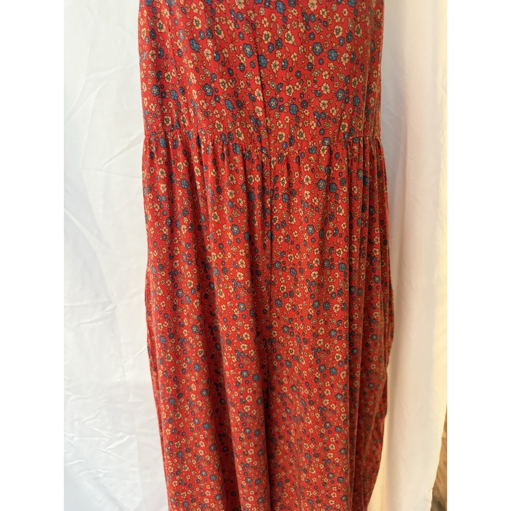 Natural Life Wide Leg Tiered Floral Romper Size S Oversized Pockets Sleeveless - Picture 7 of 15